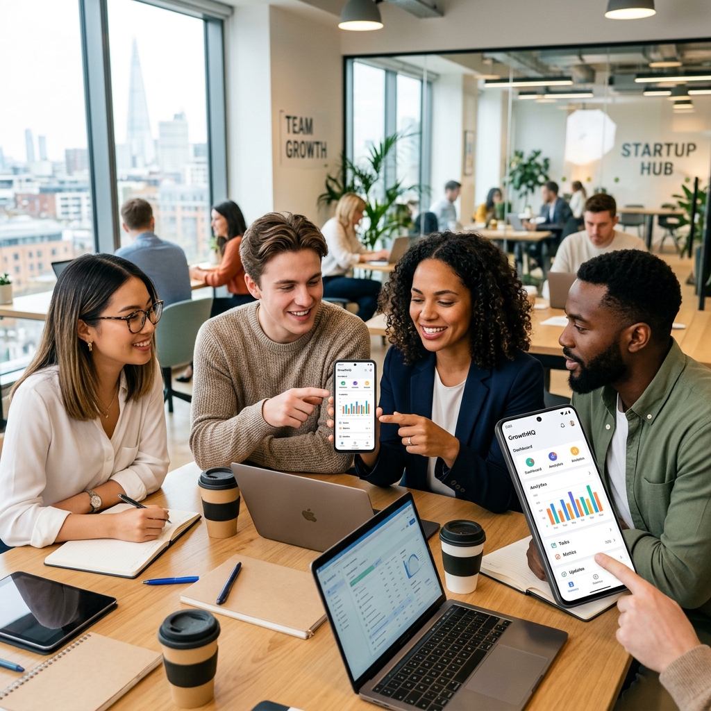 Startup team using Muster App